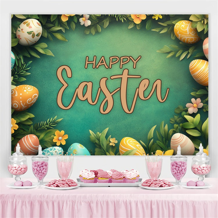 Easter Backdrop Ideas Greenery Floral Egg Personalised Backdrop UK BRP3-175