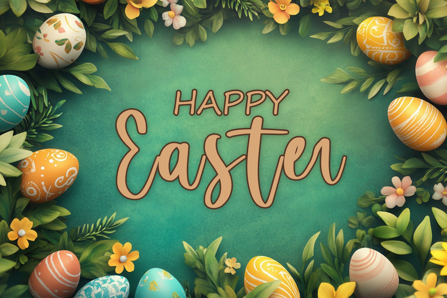 Easter Backdrop Ideas Greenery Floral Egg Personalised Backdrop UK BRP3-175