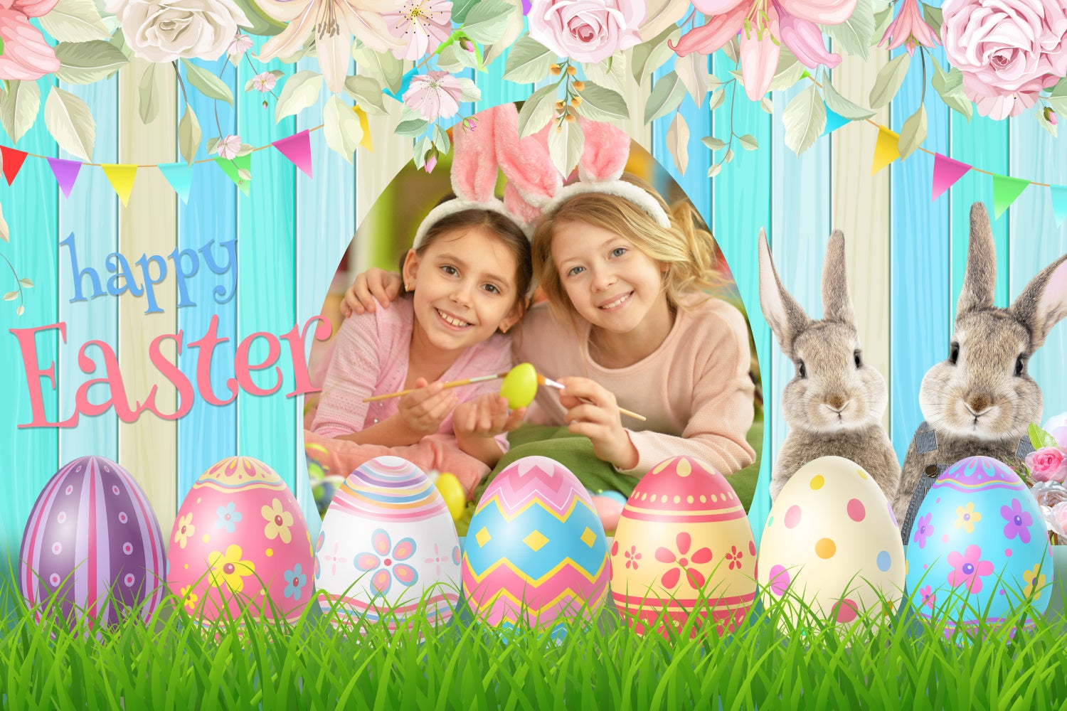 Backdrop Easter Adorable Egg Hunt Customized Backdrop UK BRP3-182