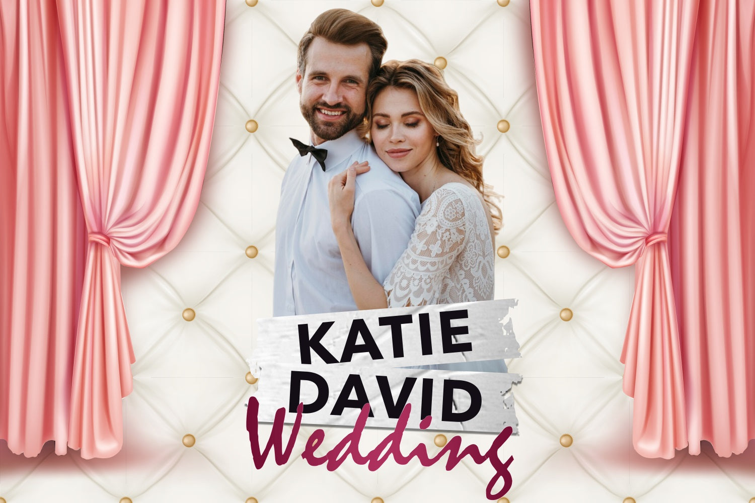 Wedding Photo Backdrops Pink Curtain Love Personalized Backdrop UK BRP3-192