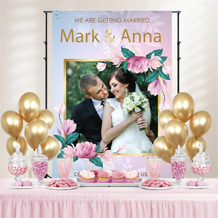 Backdrop For Wedding Floral Frame Personalised Backdrop UK BRP3-195