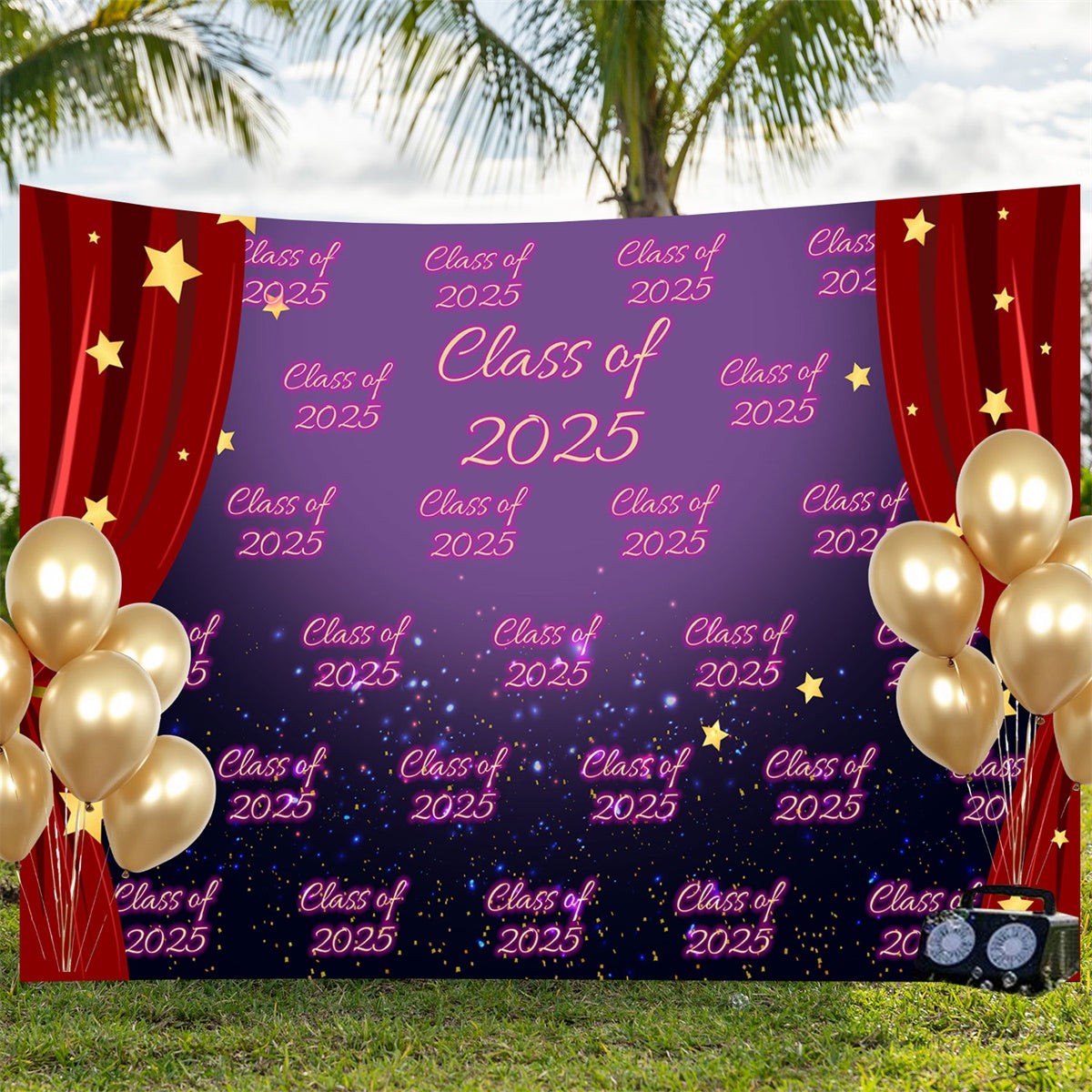 Custom Graduation Backdrops Starry Night 2025 Graduation Party Backdrop UK BRP3-2