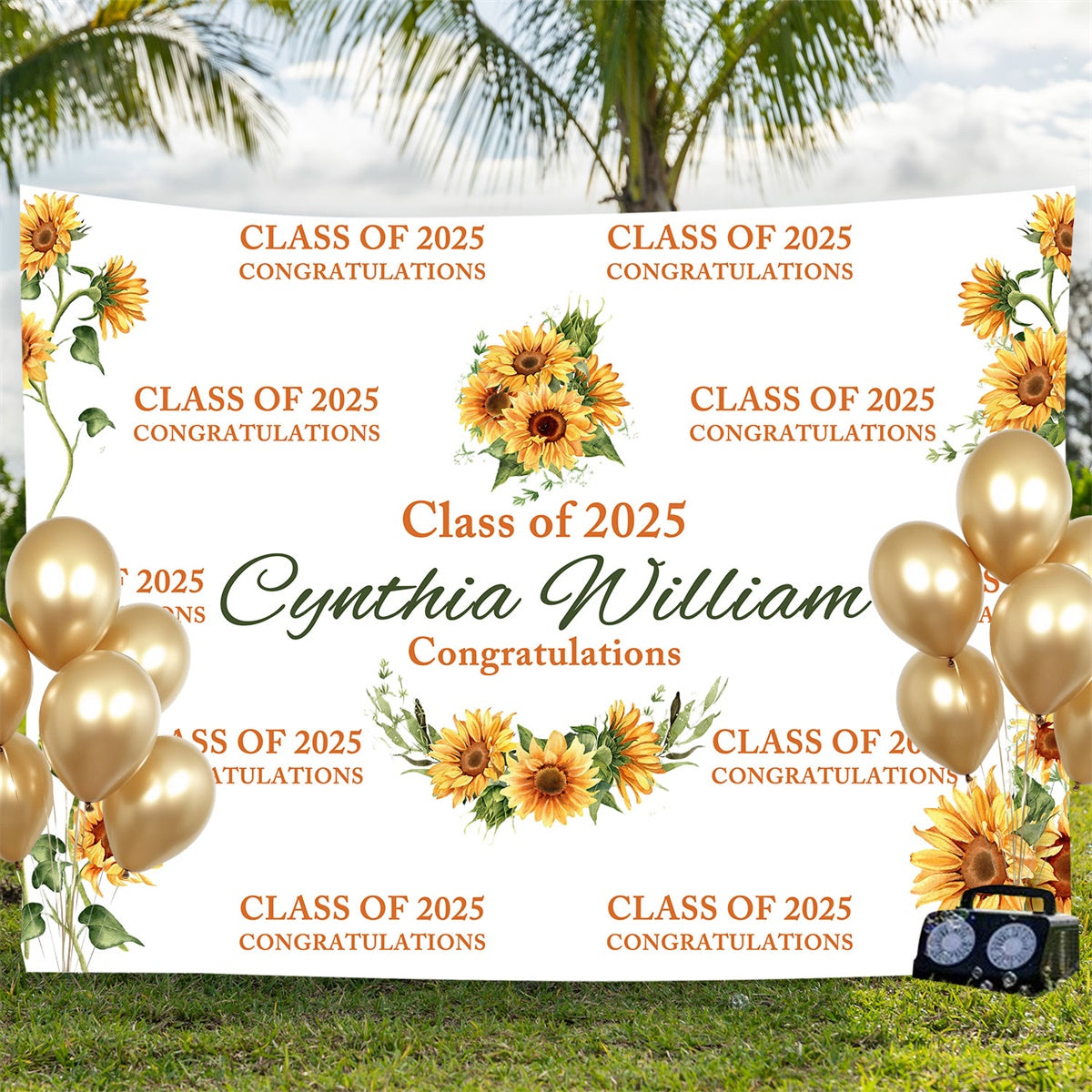 Personalized Graduation Backdrops Chic Sunflower Graduation Party Backdrop UK BRP3-20