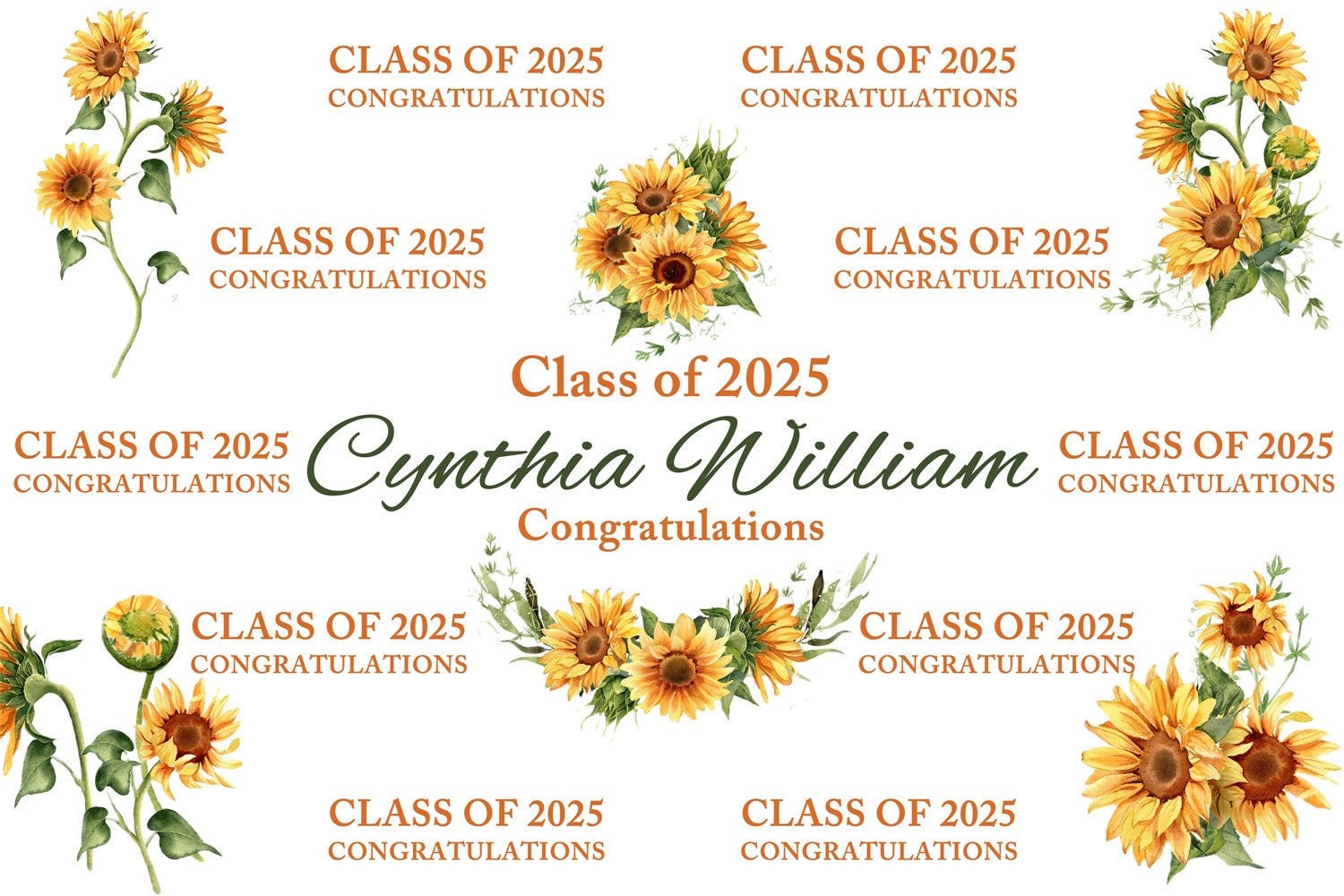 Personalized Graduation Backdrops Chic Sunflower Graduation Party Backdrop UK BRP3-20