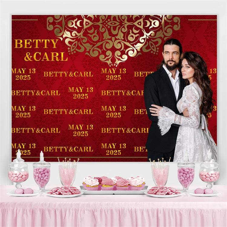 Wedding Backdrop Royal Red Step Repeat Personalized Backdrop UK BRP3-200