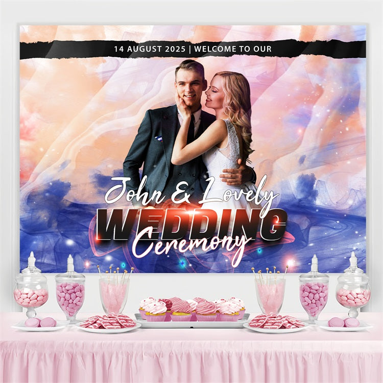 Wedding Backdrops Watercolor Abstract Personalized Backdrop UK BRP3-206