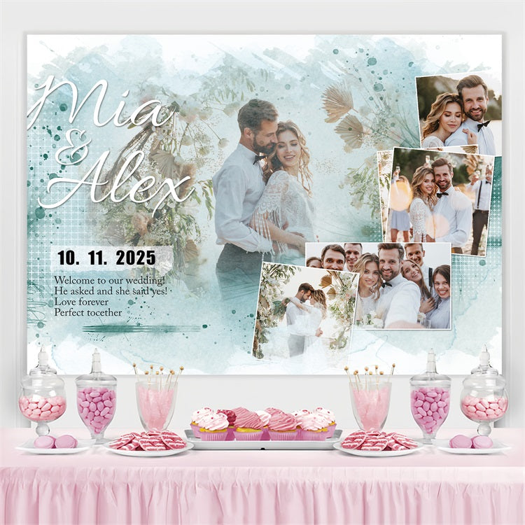 Boho Wedding Backdrop Dreamy Floral Personalised Backdrop UK BRP3-217