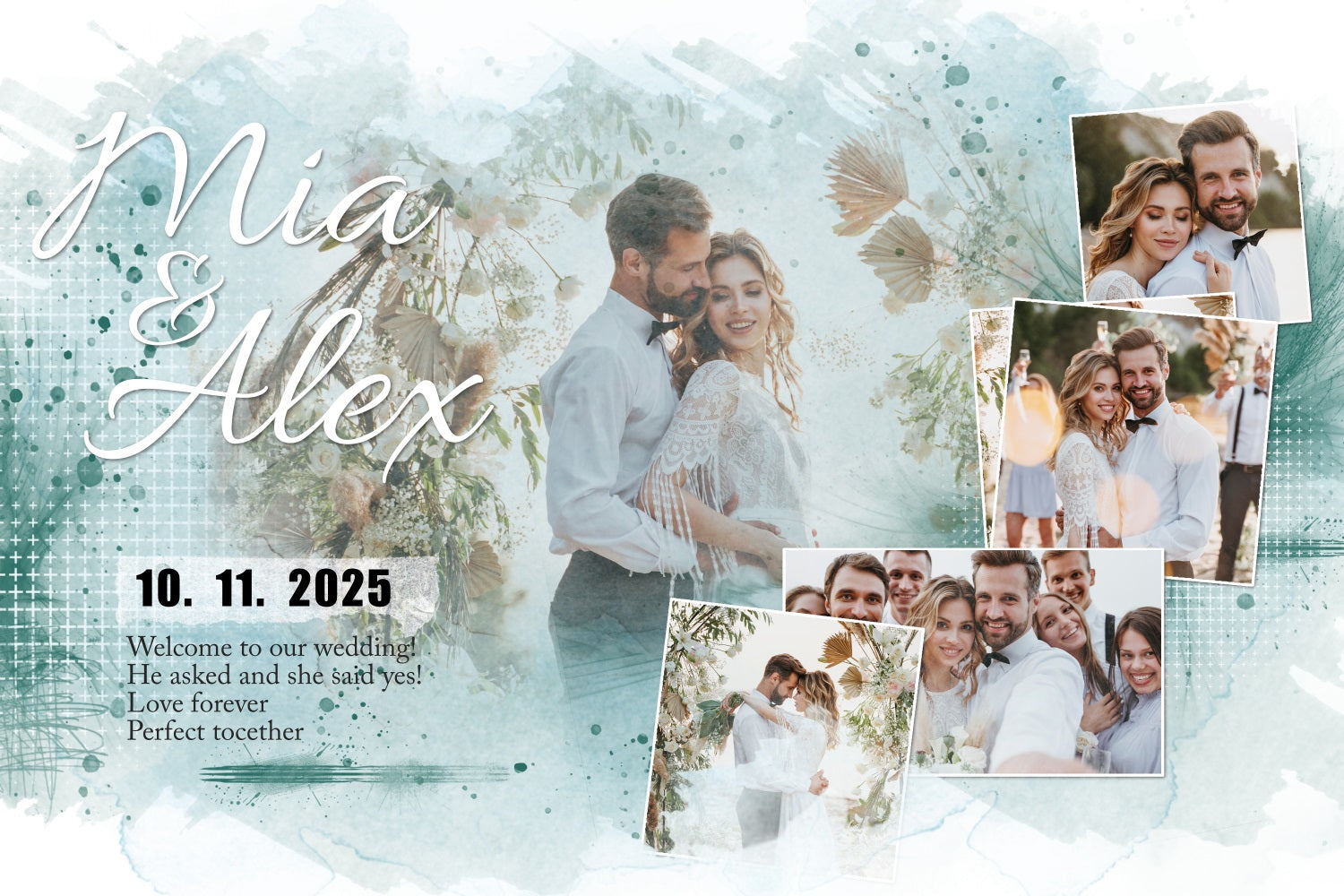 Boho Wedding Backdrop Dreamy Floral Personalised Backdrop UK BRP3-217