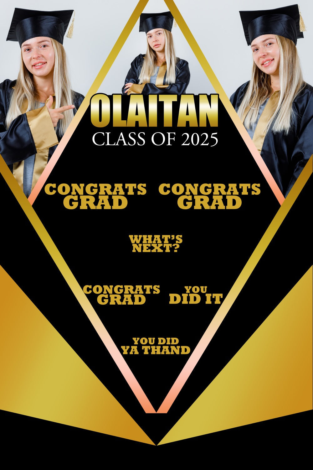 2025 Graduation Backdrop Black Gold Custom Party Graduation Backdrop UK BRP3-231