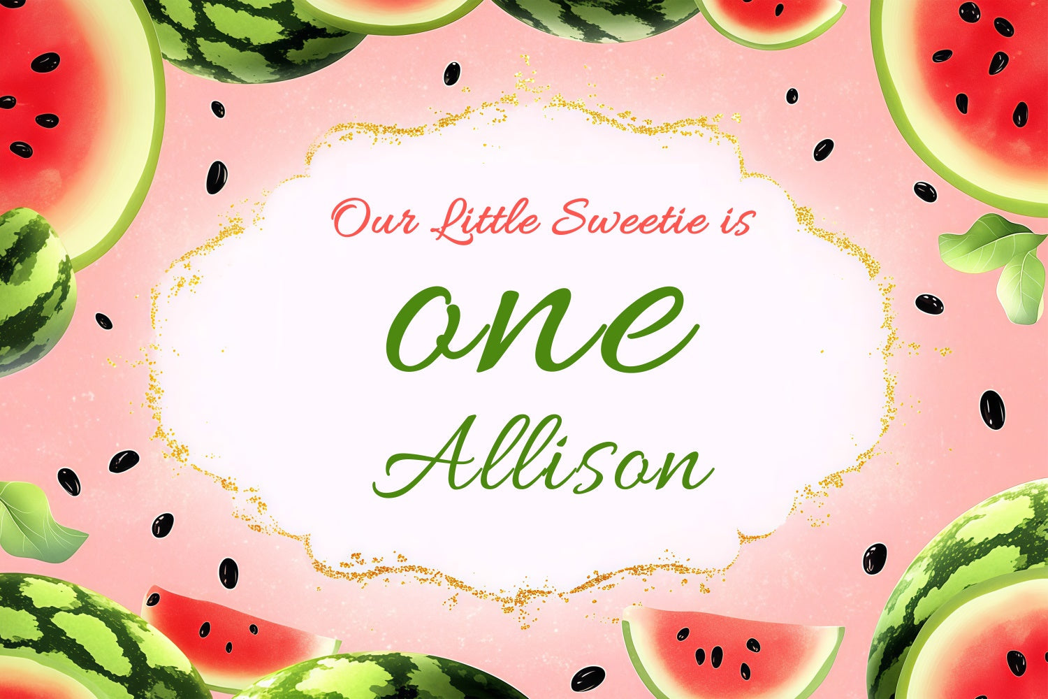 Personalised 1st Birthday Backdrop Sweet Watermelon Theme Backdrop UK BRP3-247