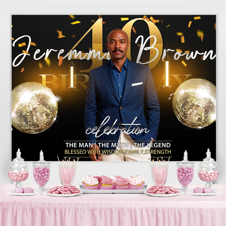 Personalized 40th Birthday Backdrop Disco Ball Elegant Backdrop UK BRP3-250