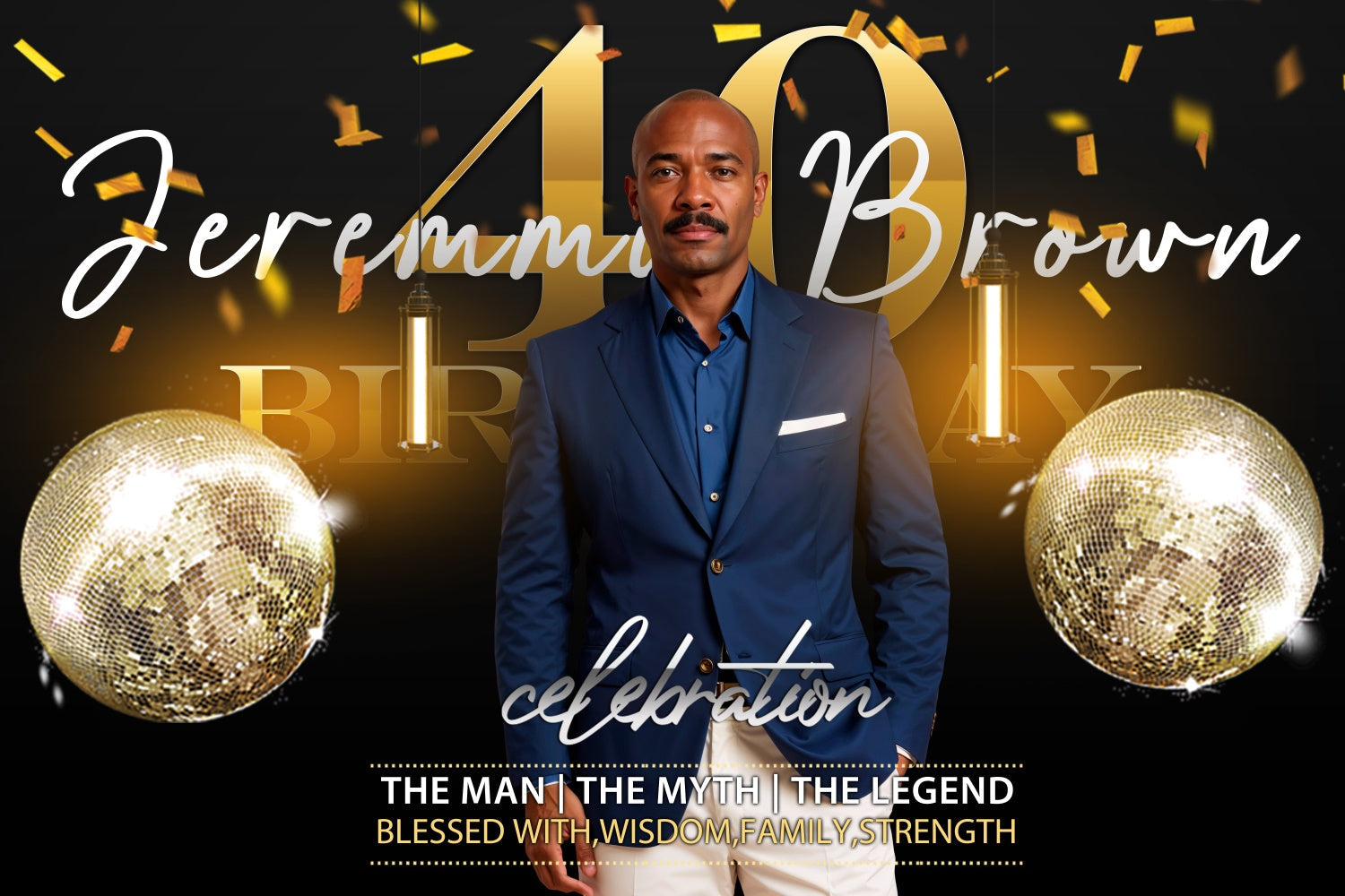 Personalized 40th Birthday Backdrop Disco Ball Elegant Backdrop UK BRP3-250
