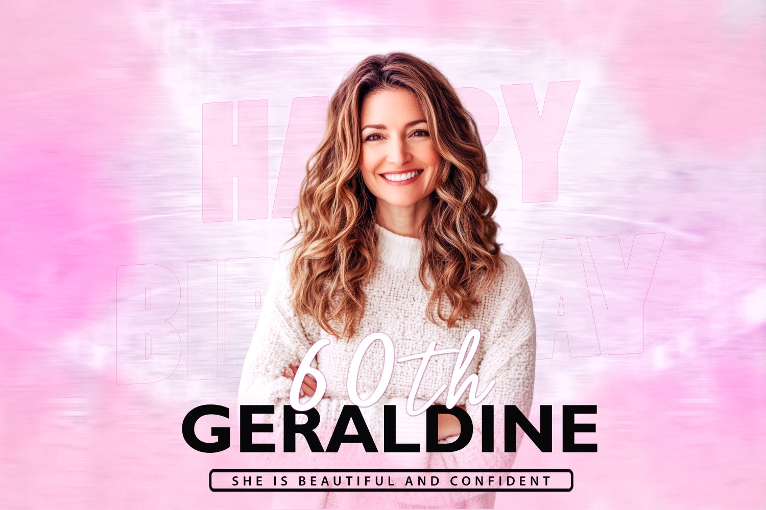 Personalized 60th Birthday Backdrop Soft Pink Elegant Backdrop UK BRP3-254