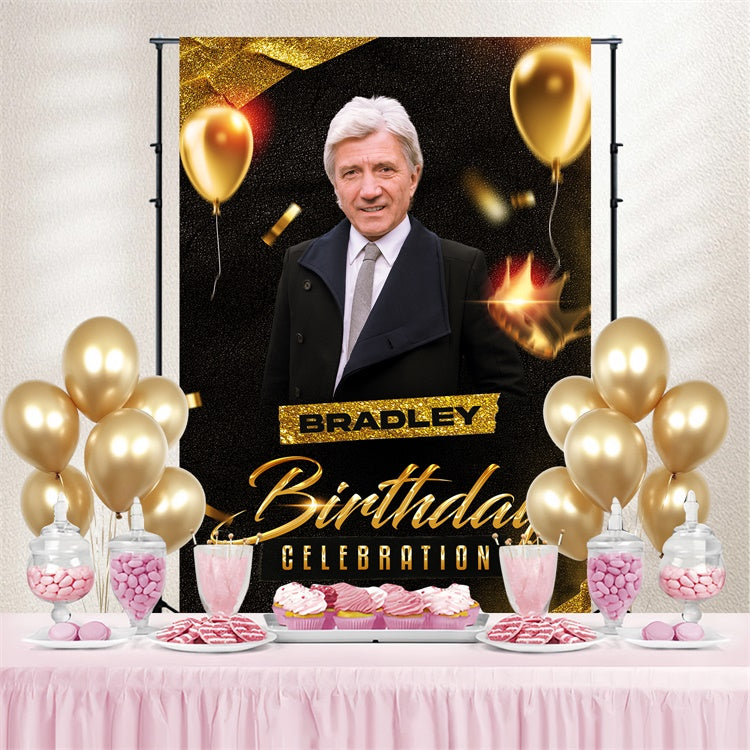 Custom Made Birthday Backdrops Classic Golden Balloon Backdrop UK BRP3-262