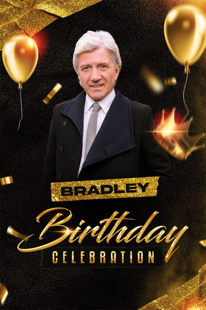 Custom Made Birthday Backdrops Classic Golden Balloon Backdrop UK BRP3-262