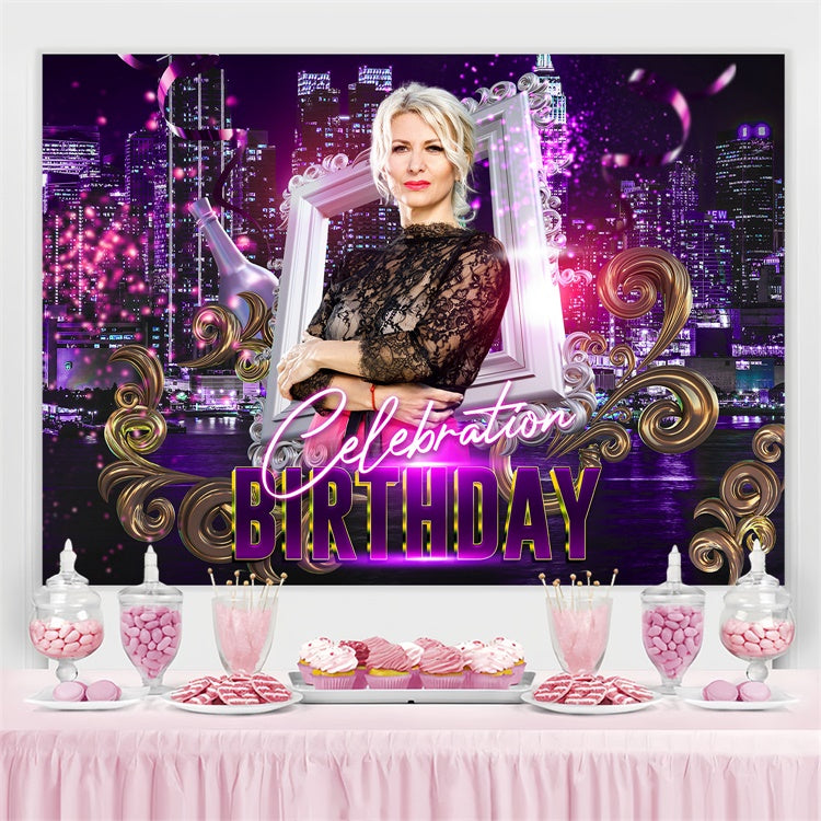 Personalized Backdrop For Birthday Glamorous City Night Backdrop UK BRP3-263