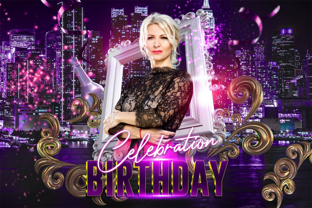Personalized Backdrop For Birthday Glamorous City Night Backdrop UK BRP3-263