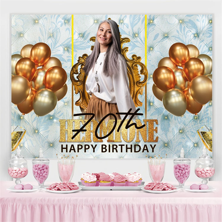 Personalized 70th Birthday Backdrop Soft Blue Vintage Backdrop UK BRP3-264