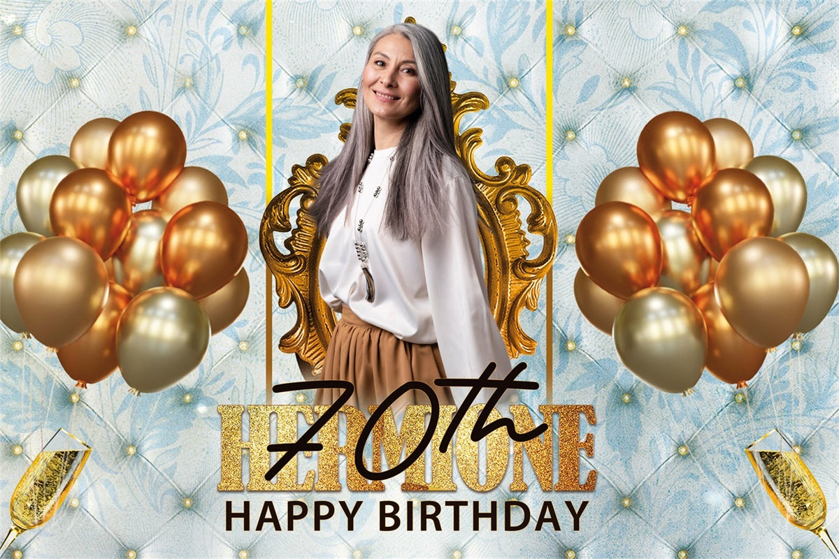 Personalized 70th Birthday Backdrop Soft Blue Vintage Backdrop UK BRP3-264