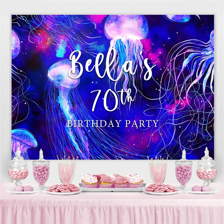 Custom Birthday Backdrops Mystical Jellyfish Fantasy 70th Backdrop UK BRP3-265