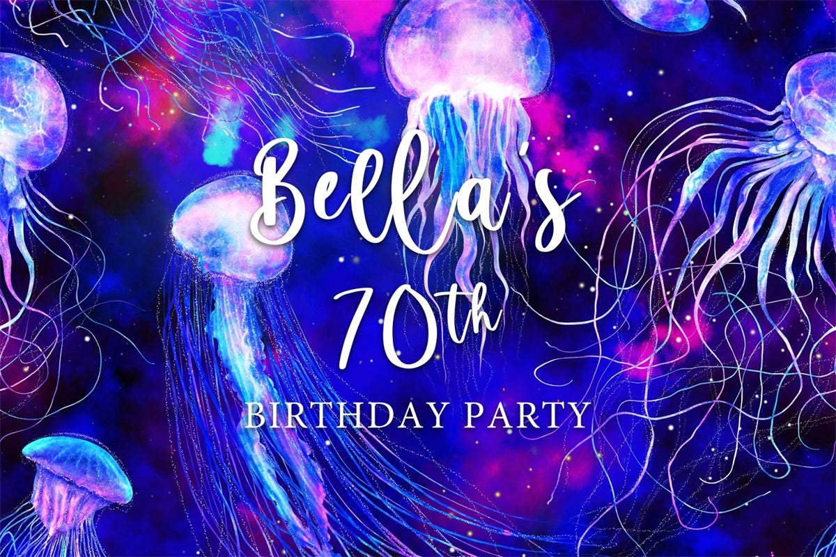 Custom Birthday Backdrops Mystical Jellyfish Fantasy 70th Backdrop UK BRP3-265