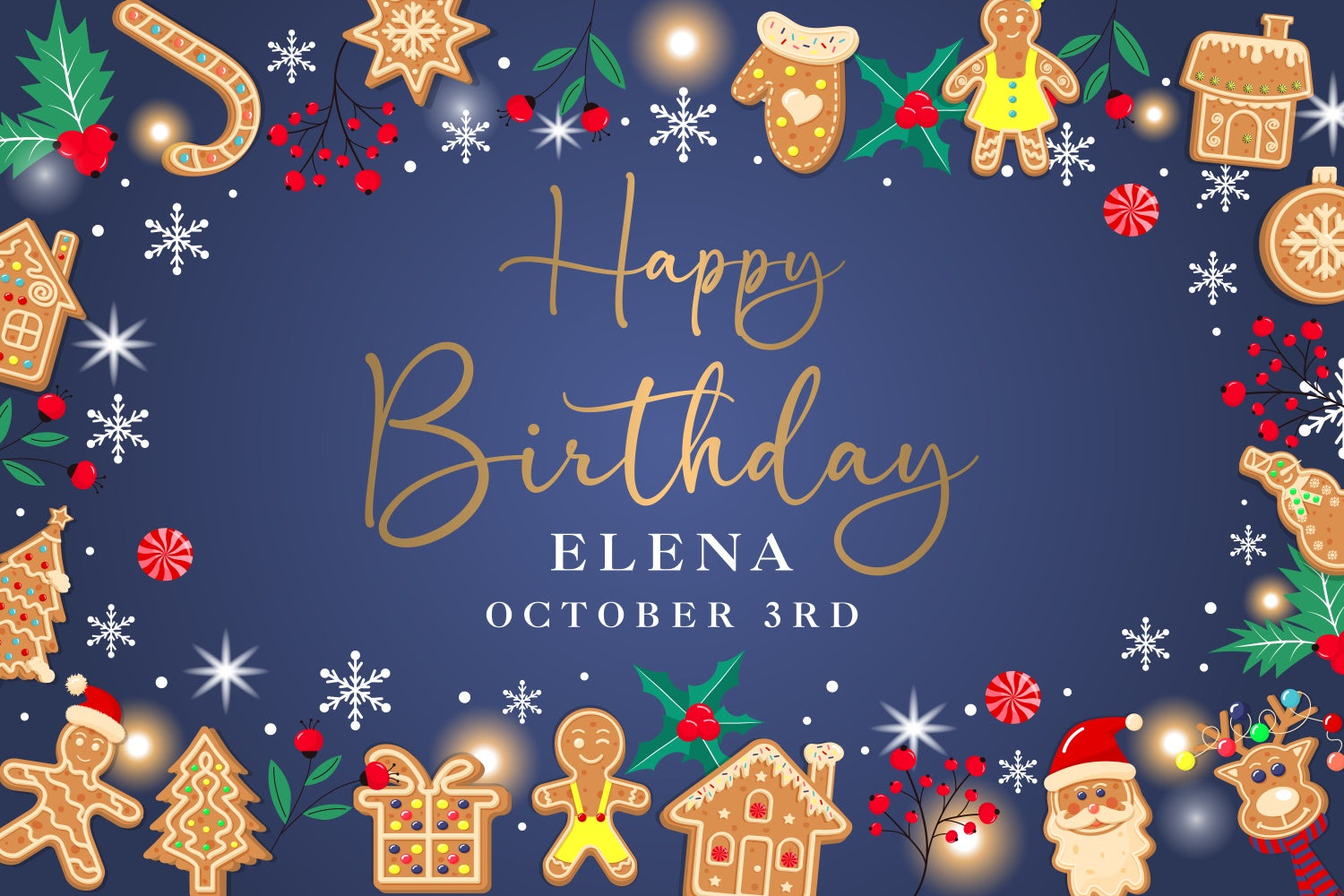 Personalized Birthday Backdrops Christmas Cookie Style Backdrop UK BRP3-267