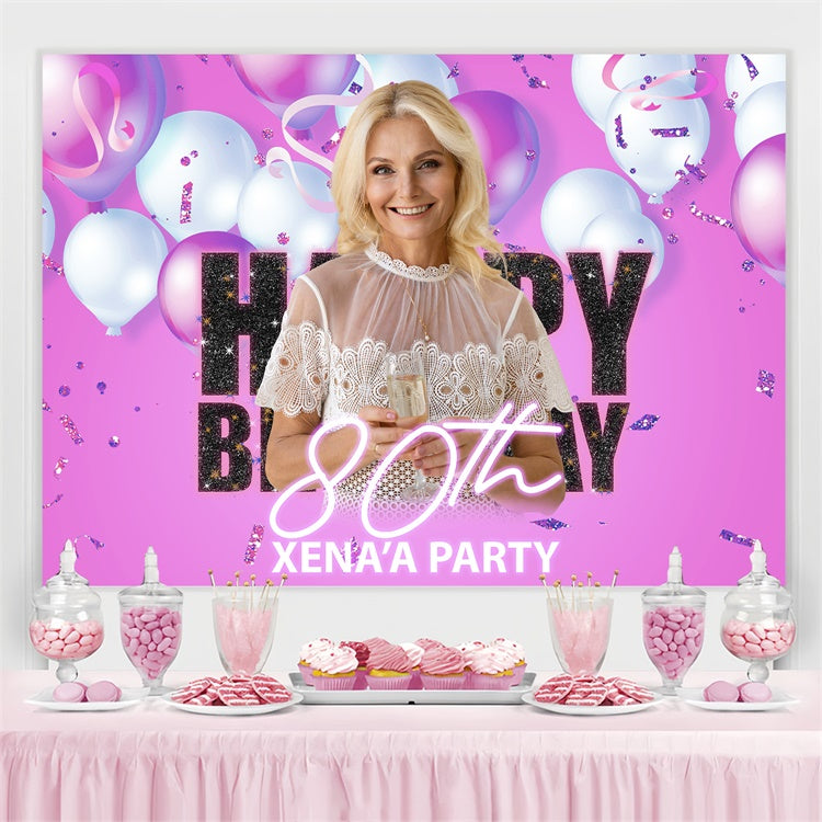 Personalized Backdrop For Birthday Pink Glamour Balloons Backdrop UK BRP3-272