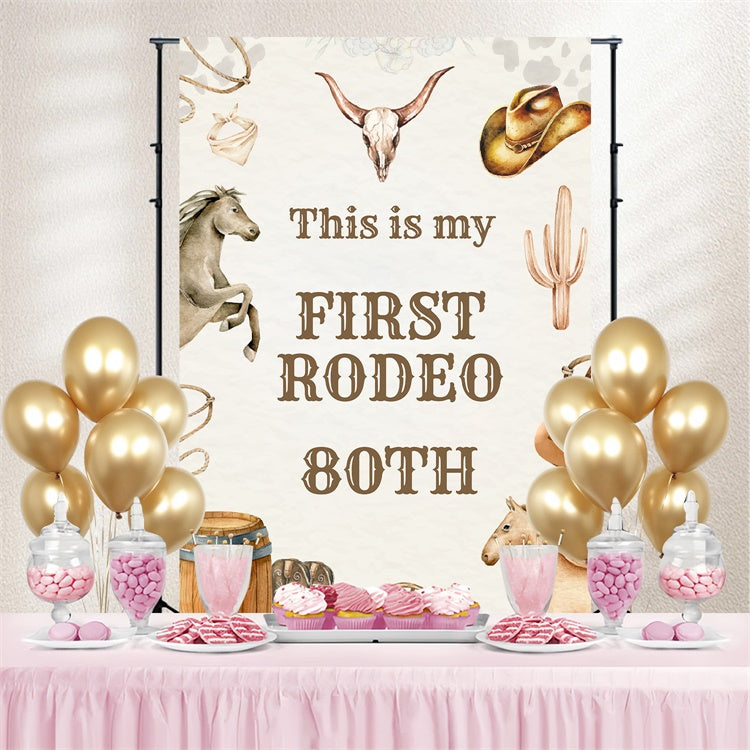 Personalized Birthday Photo Backdrop Rustic Cowboy 80th Backdrop UK BRP3-36