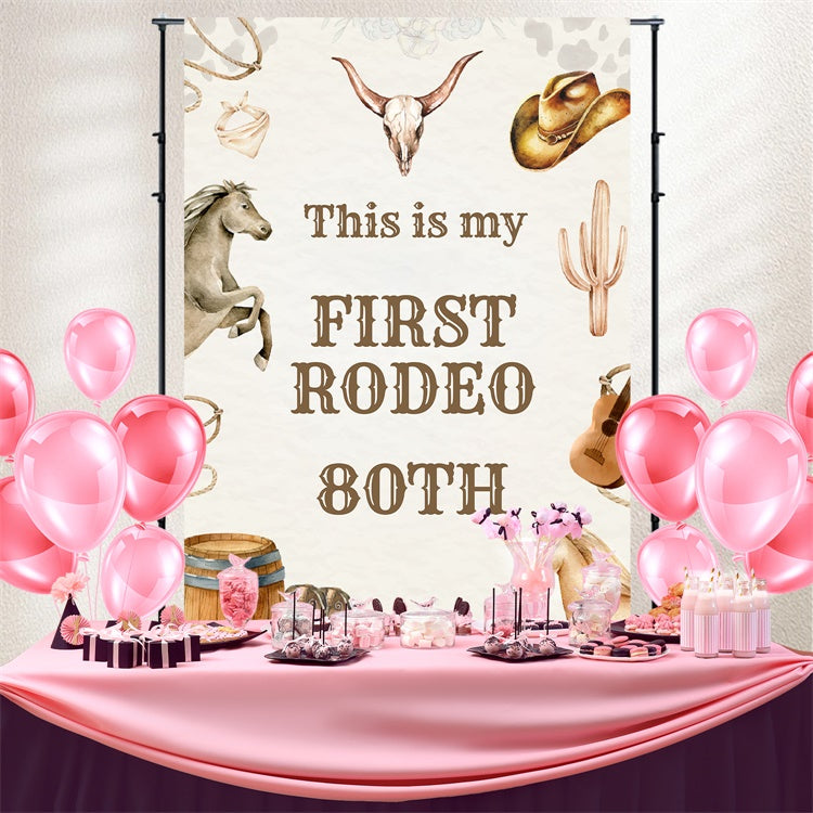 Personalized Birthday Photo Backdrop Rustic Cowboy 80th Backdrop UK BRP3-36