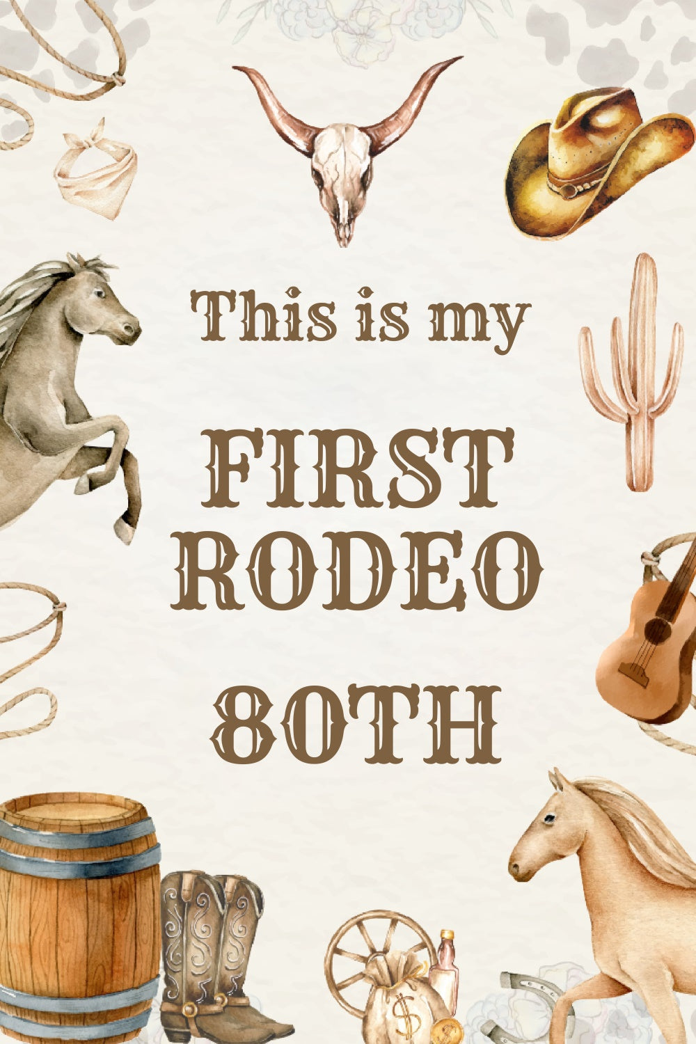 Personalized Birthday Photo Backdrop Rustic Cowboy 80th Backdrop UK BRP3-36