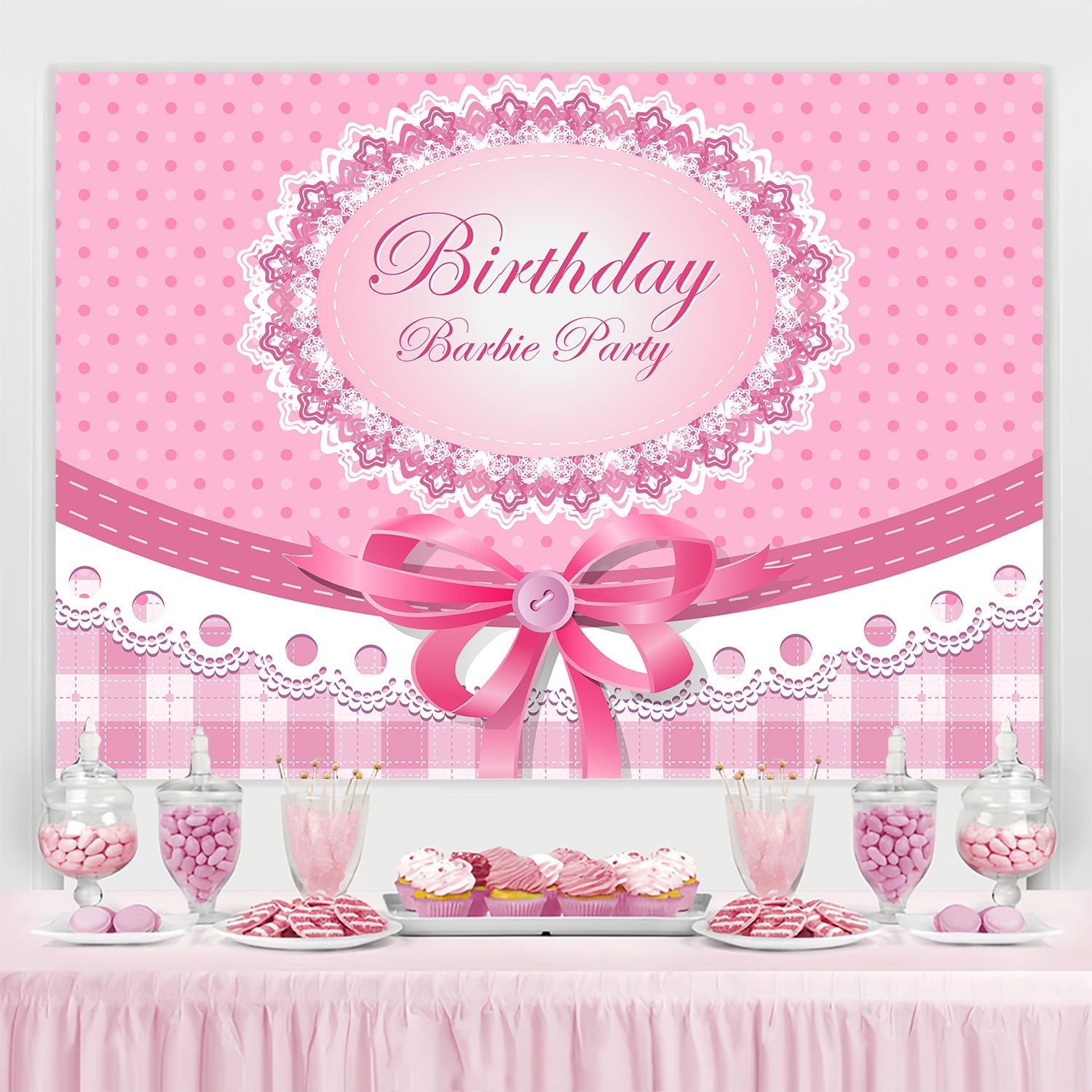 Personalized Backdrop For Birthday Vintage Lace Ribbon Backdrop UK BRP3-45