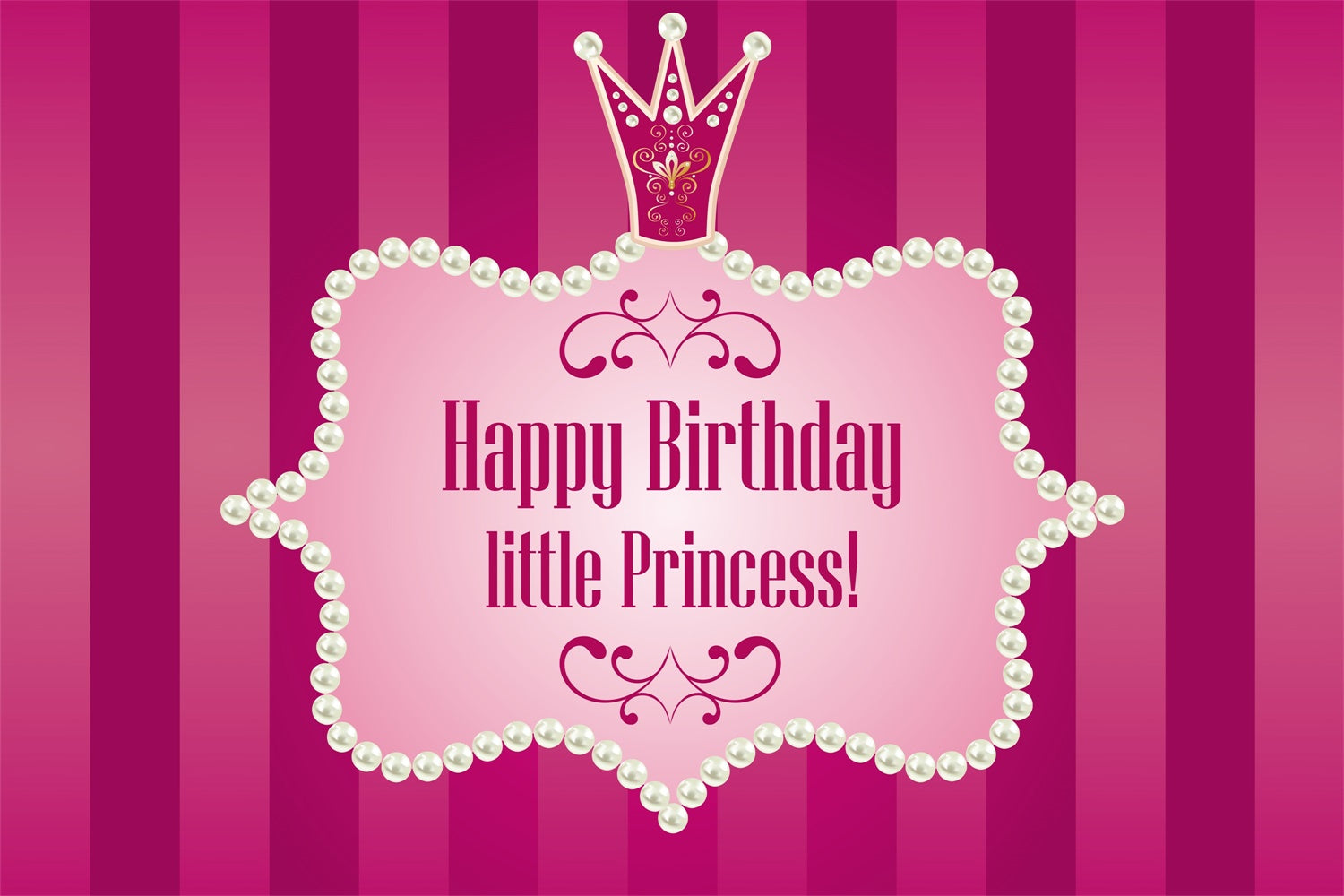 Personalized Birthday Photo Backdrop Pink Pearl Crown Backdrop UK BRP3-46