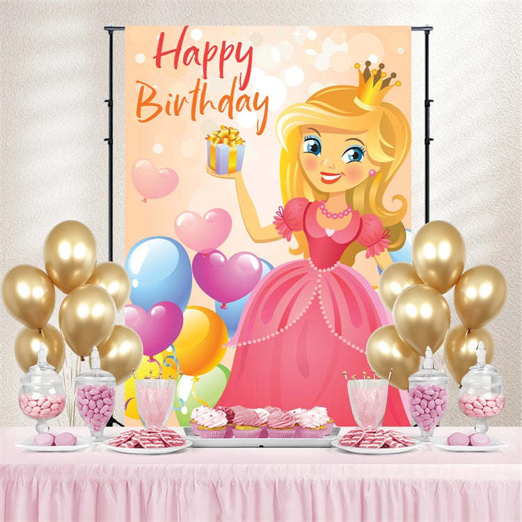 Customize Backdrop For Birthday Princess Glam Balloon Backdrop UK BRP3-49