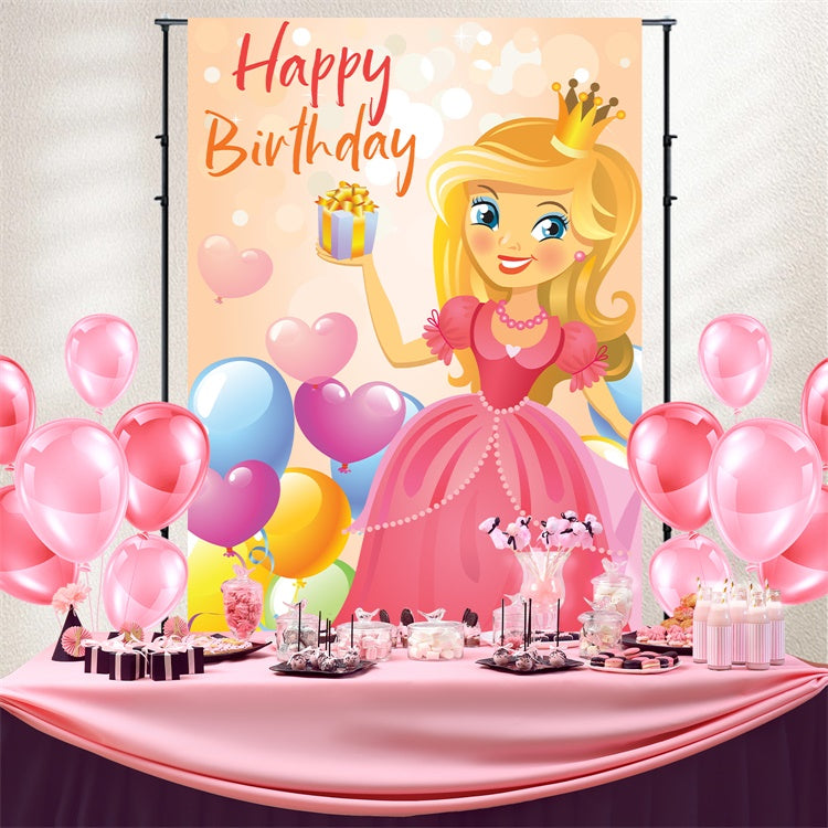 Customize Backdrop For Birthday Princess Glam Balloon Backdrop UK BRP3-49