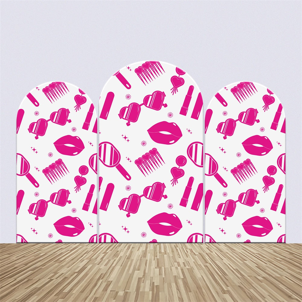 Customized Birthday Backdrop Pink Fashion Icons Arch Backdrop Kit UK BRP3-52