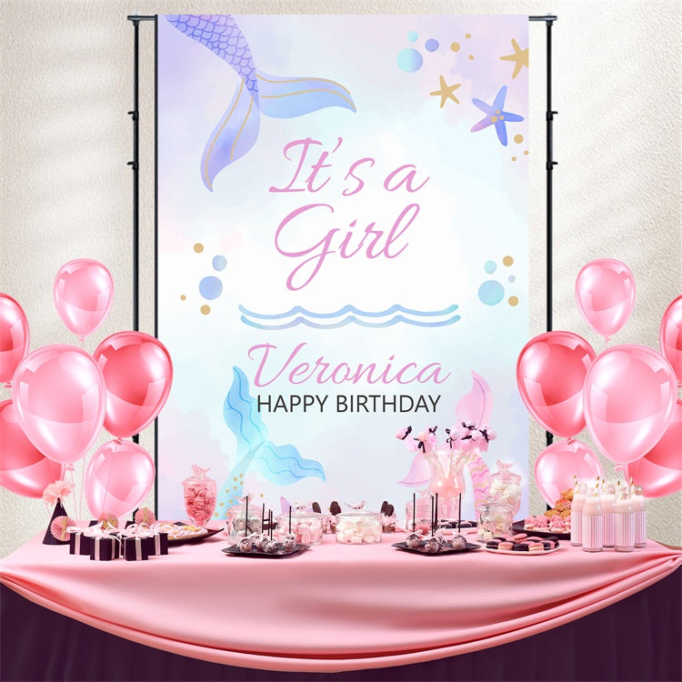 Customize Birthday Backdrop Underwater Mermaid Fantasy Backdrop UK BRP3-60