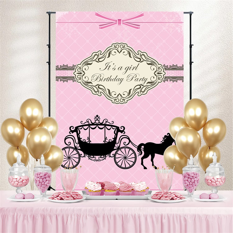 Customized Birthday Backdrop Black Silhouette Carriage Backdrop UK BRP3-61