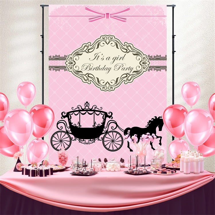 Customized Birthday Backdrop Black Silhouette Carriage Backdrop UK BRP3-61