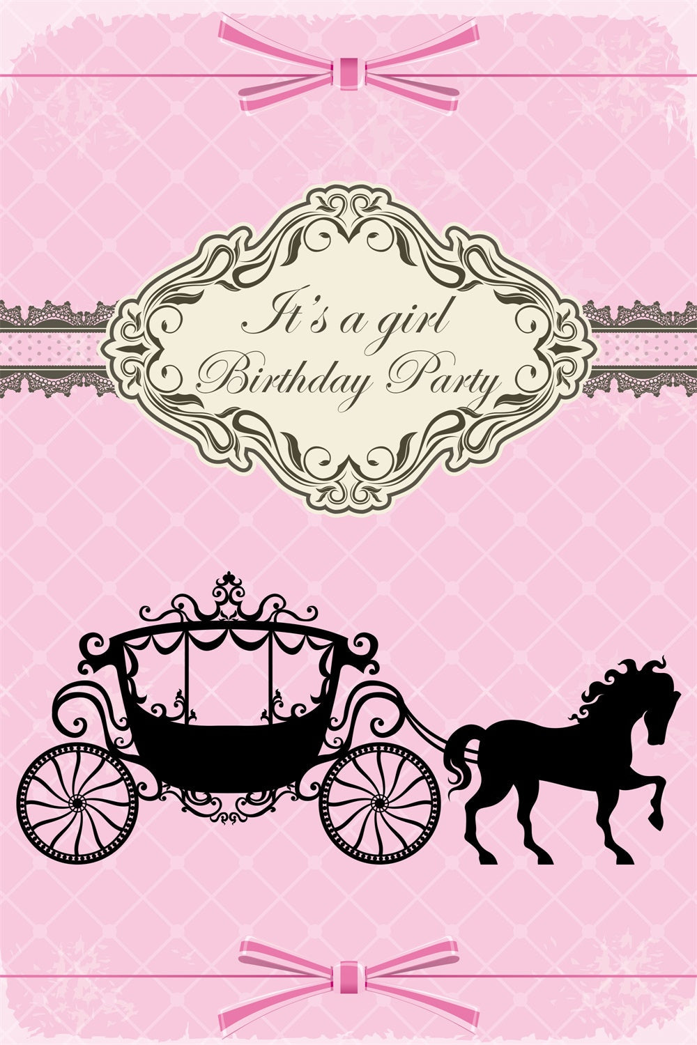 Customized Birthday Backdrop Black Silhouette Carriage Backdrop UK BRP3-61