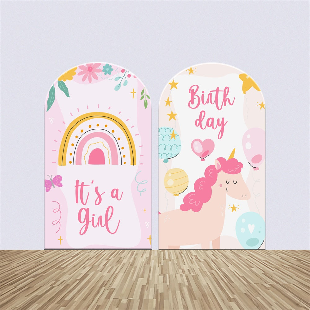 Customized Birthday Backdrop Cute Unicorn Fantasy Arch Backdrop Kit UK BRP3-66