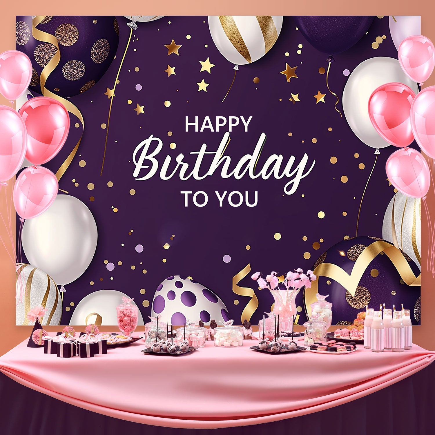 Custom Made Birthday Backdrops Elegant Balloons Glam Backdrop UK BRP3-67