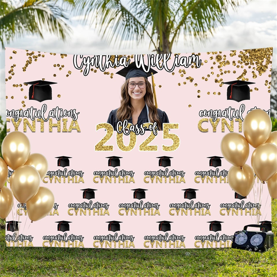 Personalized Graduation Backdrops Chic Pink Graduation Party Backdrop UK BRP3-7