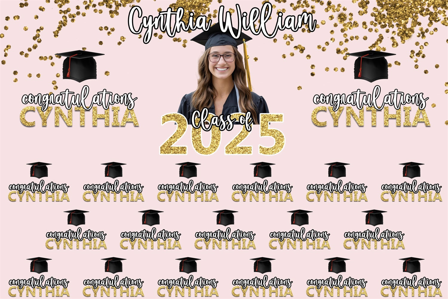 Personalized Graduation Backdrops Chic Pink Graduation Party Backdrop UK BRP3-7