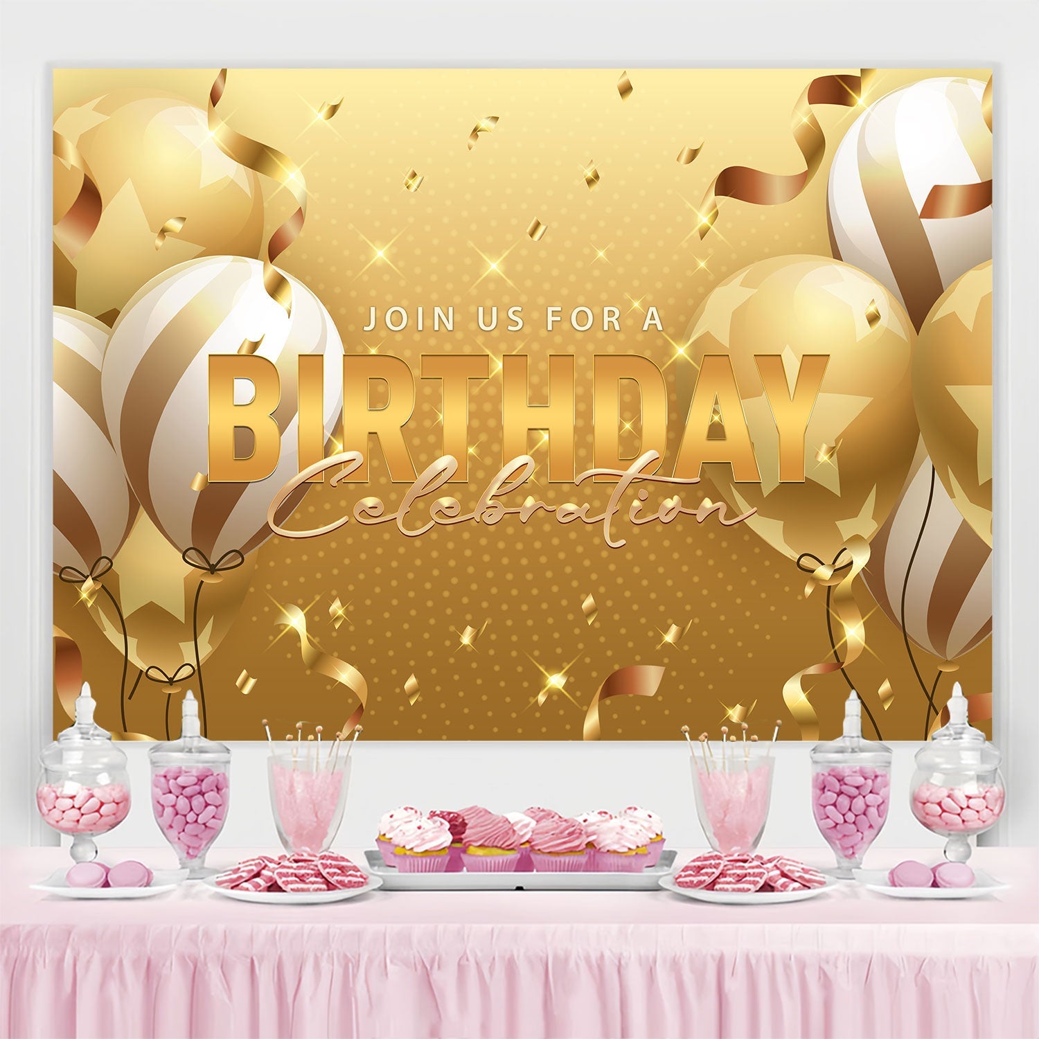 Custom Birthday Backdrops Glowing Glitter Confetti Backdrop UK BRP3-72