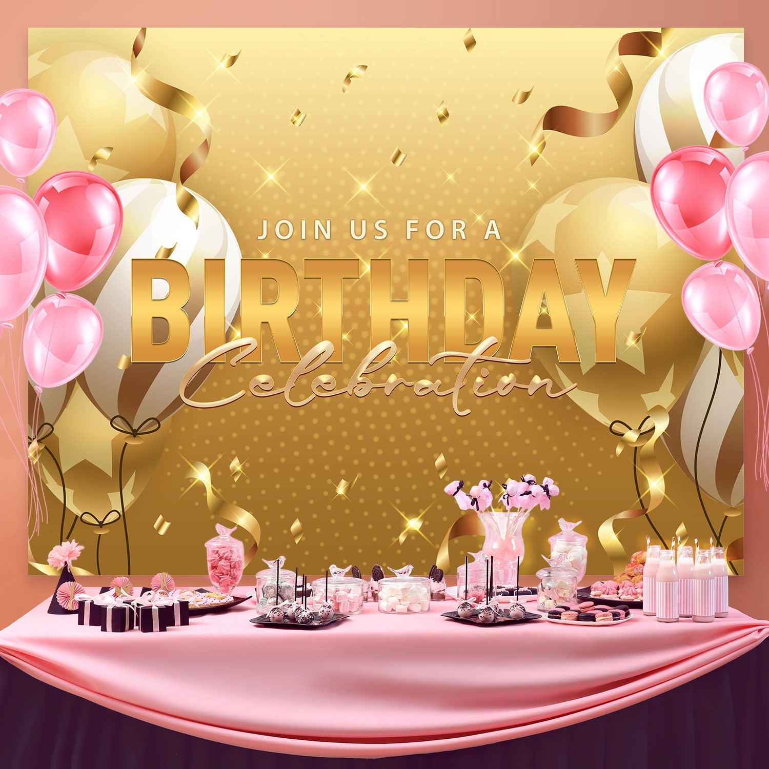Custom Birthday Backdrops Glowing Glitter Confetti Backdrop UK BRP3-72