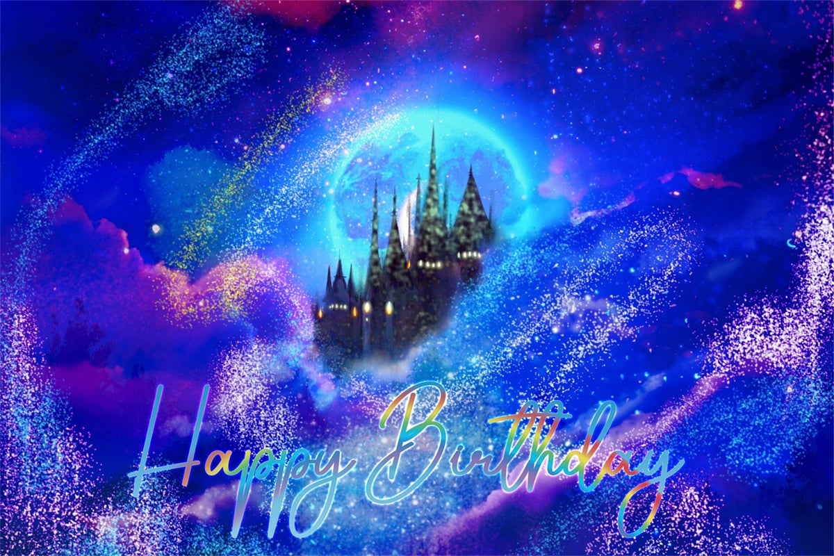 Personalized Birthday Backdrops Enchanted Galaxy Castle Backdrop UK BRP3-80