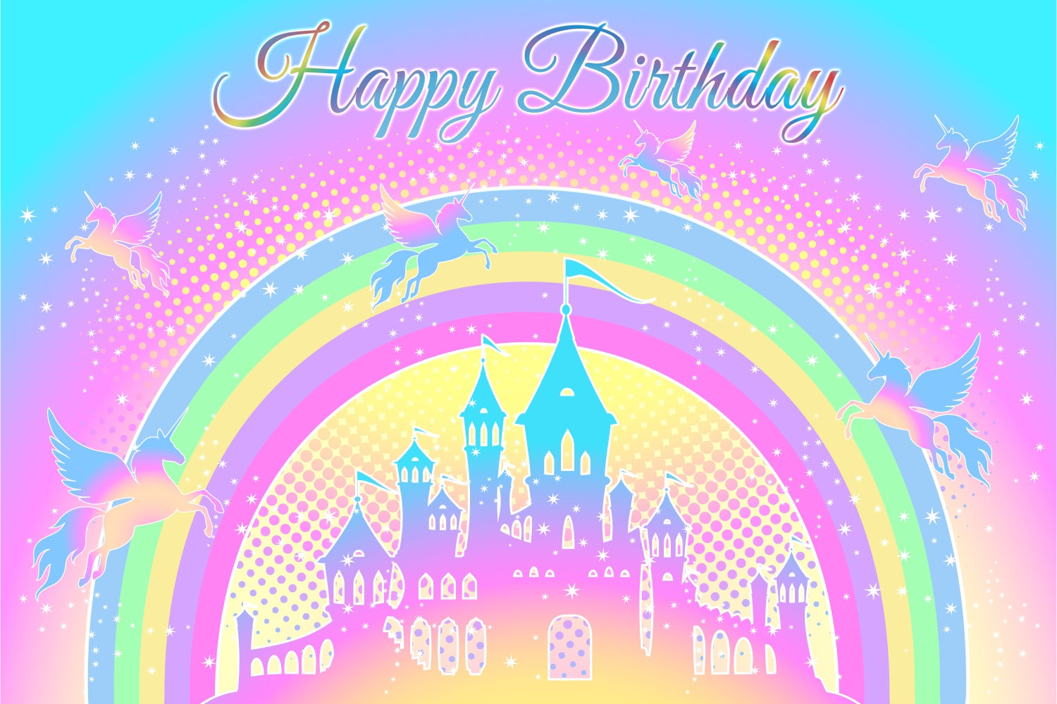 Custom Made Birthday Backdrops Unicorn Castle Magical Backdrop UK BRP3-83