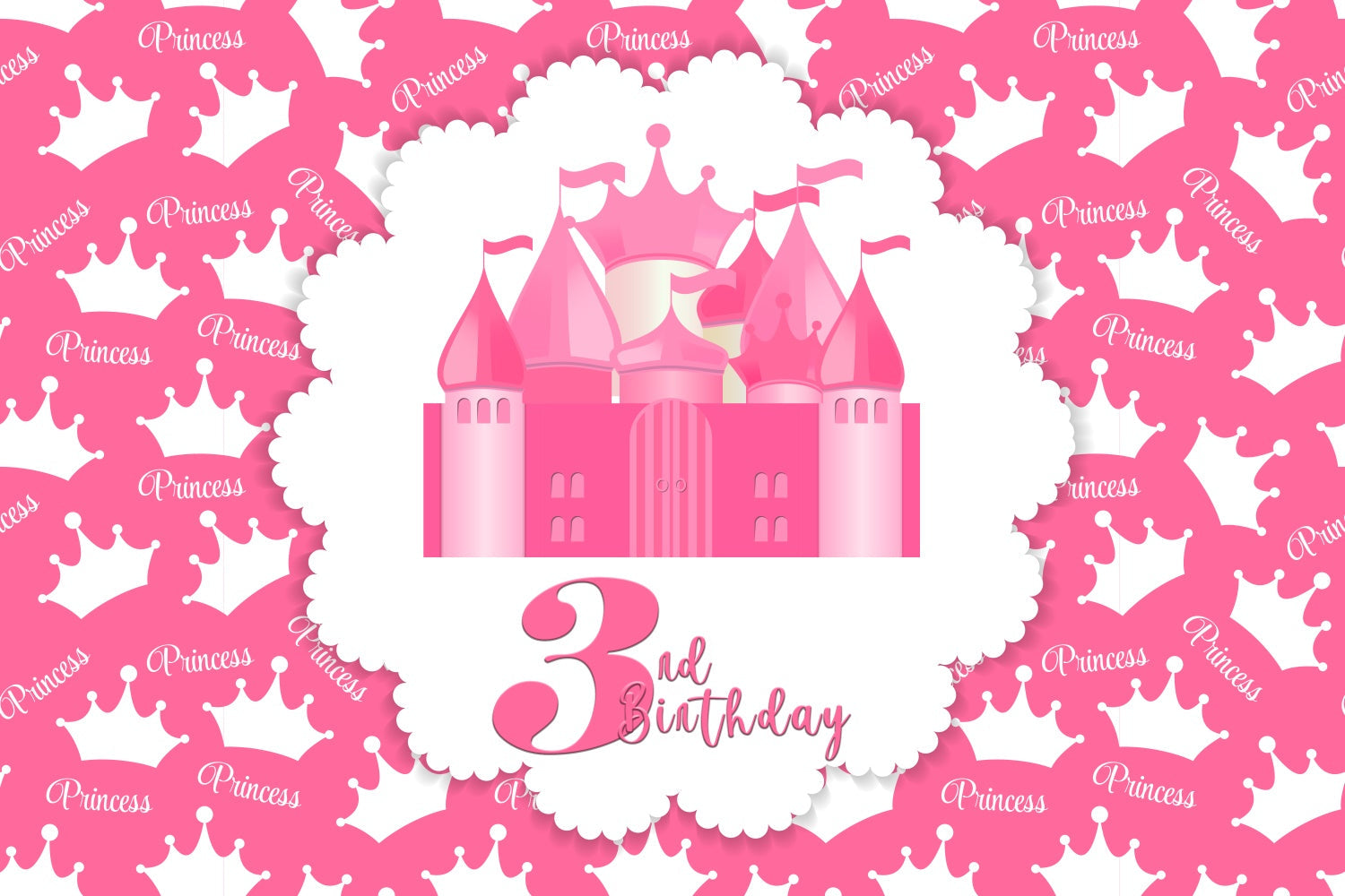 Customized Birthday Backdrop Pink Princess Castle 3rd Backdrop UK BRP3-84