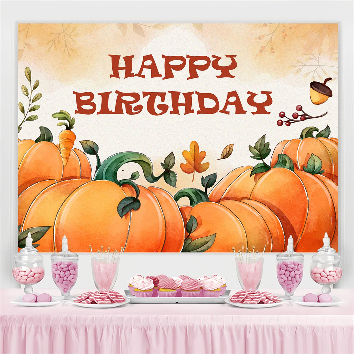 Birthday Backdrop Personalized Rustic Pumpkin Harvest Backdrop UK BRP3-87