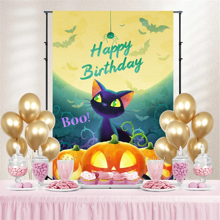 Customized Backdrop For Birthday Black Cat Spooky Backdrop UK BRP3-89